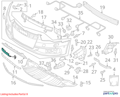 2012–2015 Audi A6 Front Bumper Seal Used OEM 4G0807749