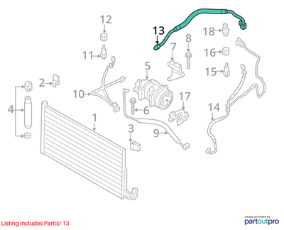 2007–2015 Mini Cooper A/C Suction Hose Evap-Compressor OEM 64539281037