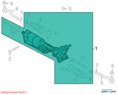 2015 Audi Q5 Rack-and-Pinion Steering Assembly Used OEM 8R1423055BL