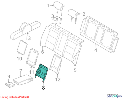 2010-2012 AUDI A4 SEAT ARMREST BRACKET USED OEM 8K5885585A