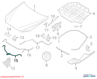 2011–2016 BMW 520i Hood Bonnet Catch Operator USED OEM 51237183765