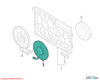 2010–2014 VW/Audi Engine Cooling Fan Motor USED OEM 1KM959455D