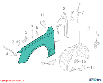 2010-2012 AUDI A4 LEFT FRONT WING FENDER USED OEM 8K0821105A