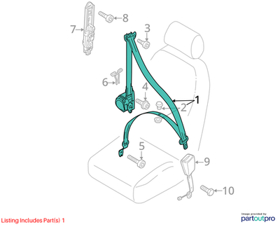 Volkswagen 2014 Passat Seat Belt Lap And Shoulder Belt 561857705DRAA