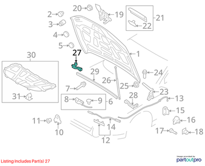 2010-2012 AUDI A4 RIGHT HOOD WEATHERSTRIP SEAL FOAM USED OEM 8K0823722