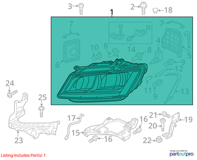 2013 Audi Q5 Xenon Headlight Assembly Left (Driver Side) Used OEM 8R0941003AP