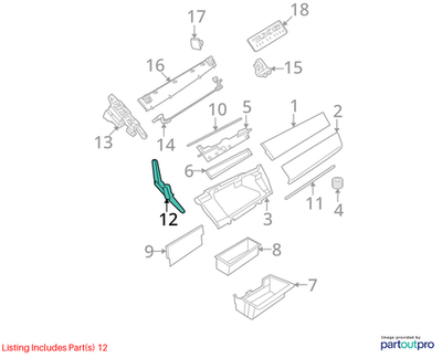 2012 BMW X6 Glovebox Mechanism Used OEM 51169225134