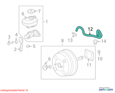 2009-2015 Chevrolet Lumina Power Brake Booster Vacuum Hose Used OEM 92159716