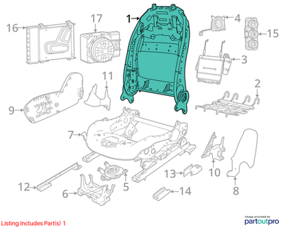 Jeep 2014-2023 Cherokee Front Seat Back Frame 68260534AC