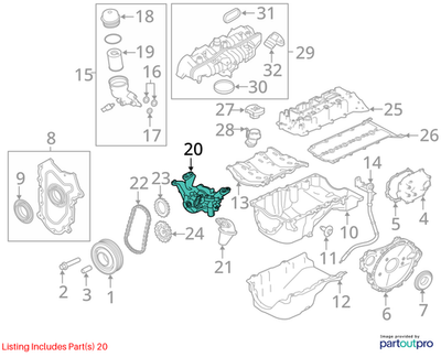 2018 Jaguar F‑Pace Oil and Vacuum Pump Assembly Used OEM JDE40053
