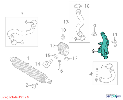 2010-2012 AUDI A4 TURBO INTERCOOLER PIPE USED OEM 8K0145673AJ