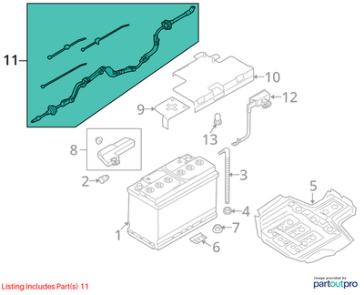 Audi 2009-2016 Audi A5 Battery Cable 8K1971225H