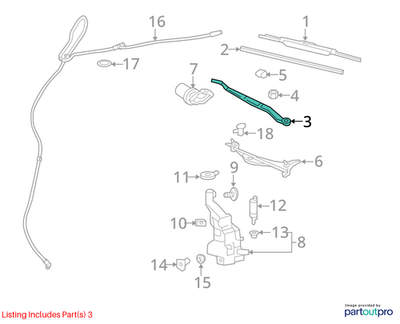Cadillac 2008-2017 CTS Windshield Wiper Arm 15890058