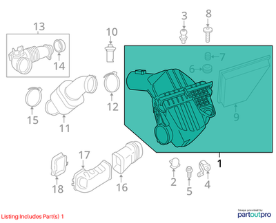 2013 BMW 520i Intake Silencer / Air Cleaner Used OEM 13717612014
