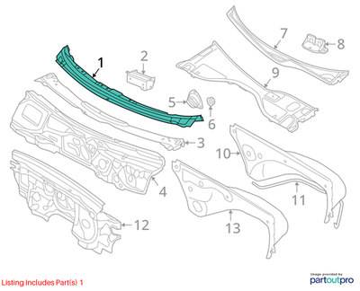 2014 Audi A6 Upper Cowl Panel OEM 4G0806205A