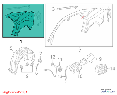 2016-2018 Audi A7 Quarter Panel 4G8809837
