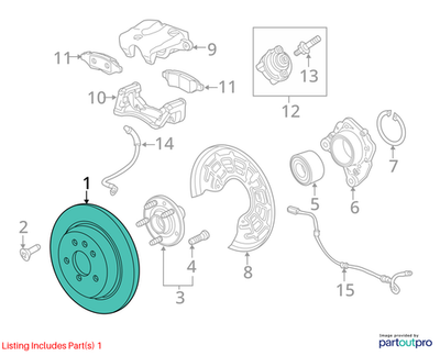 2010 Chevrolet Cruze Rear Brake Rotor (Disc) Used OEM 13502136