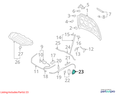 Audi 2007-2015 Q7 Hood Release Handle Bracket 7L0823633H