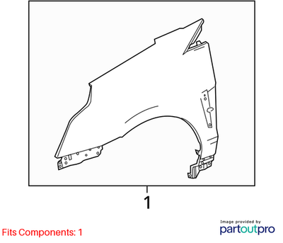 2011 Cadillac SRX Front Driver Fender Used OEM 22860722