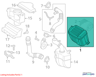 2011–2015 VW Jetta Air Filter & Housing Assembly Used OEM 5C0129607