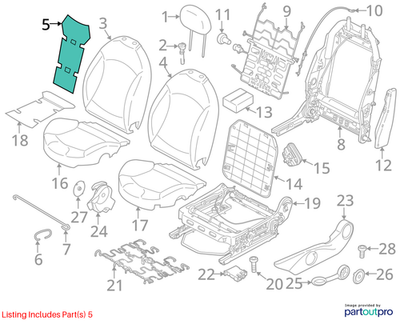 2012 Mini Cooper Seat Back Heater Element Used OEM 52102755088