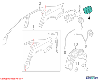 Audi 2013-2016 Audi A4 Fuel Filler Door 8K0809907GRU