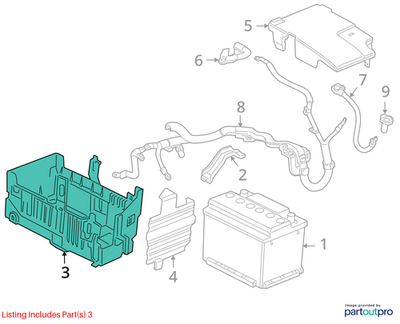 2010 Chevrolet Cruze Battery Tray and Hold Down Used OEM 13354419