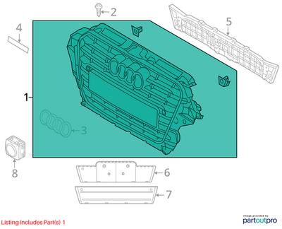 2013 Audi Q5 Front Grille Used OEM 8R0853651AFCKA