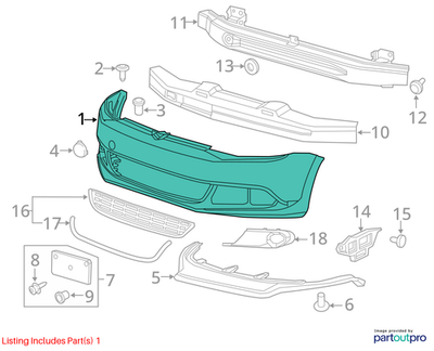 2014 Volkswagen Jetta Front Bumper Cover Used OEM 5C6807217DGRU