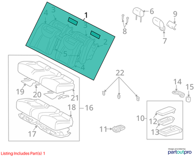 2001–2006 Lexus LS430 Rear Seat Back Assembly Used OEM 7148050760C3