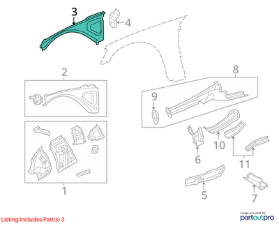 08-23 Dodge Challenger Body Side To Fender Reinforcement 4780930AD
