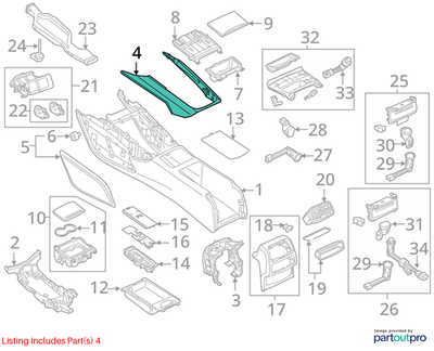 2016 Audi A6 Quattro Center Console Trim Frame Used OEM 4G0864261AAGC1