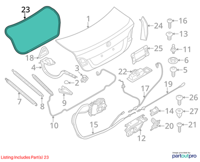 2011–2016 BMW 520i Trunk Lid Sealing Rubber Gasket USED OEM 51767260916