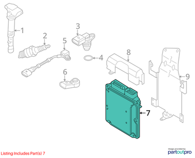 2012 Volkswagen Touareg Engine Control Unit ECU/ECM with Bracket Used OEM