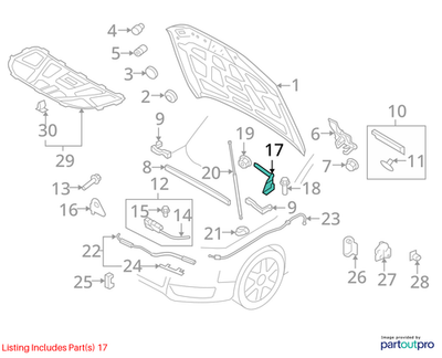 Audi Q5 Hood Hinge 2.0L TFSI Automatic Transmission 8R0823301A