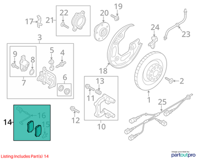 2008–2018 Audi A6 Quattro Rear Brake Pad Set Used OEM 4G0698451H