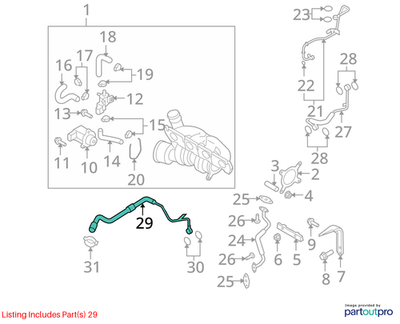 Volkswagen Turbocharger Coolant Line 06J121492C