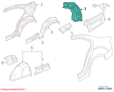 2012–2017 VW Jetta Rear Upper Right C-Pillar Reinforcement USED OEM 5C6809262
