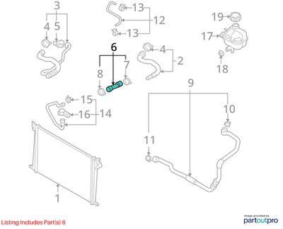 2012 Mini Cooper Radiator Coolant Hose Upper Used OEM 17122754203