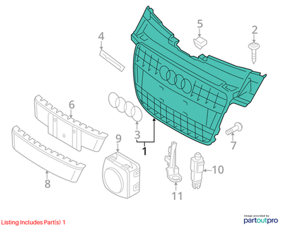 2013 Audi A4 Quattro Front Center Grille Used OEM 8K08536511QP