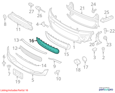 2012 Mini Cooper Front Bumper Chrome Frame OEM 51117250787