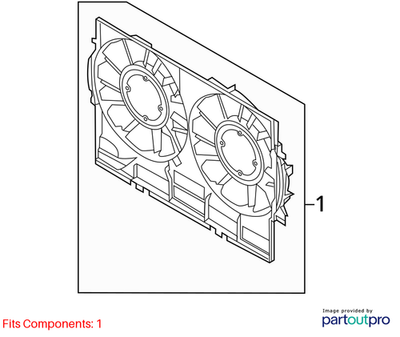 2012 Audi A8 Quattro Engine Cooling Fan Shroud Used OEM 4H0121207C