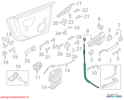 2010 2012 AUDI A4 BOWDEN CABLE USED OEM 4H0837099B
