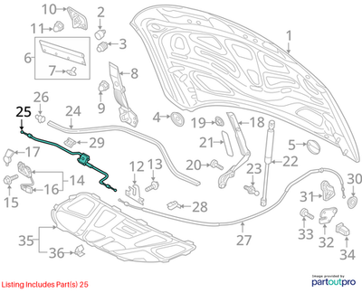 Audi 2011-2018 A6 Hood Release Cable 4G0823531A