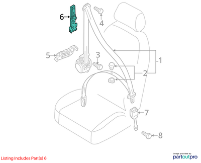 2010–2012 AUDI A4 SEAT BELT ADJUSTMENT FITTING USED OEM 8K0857833C