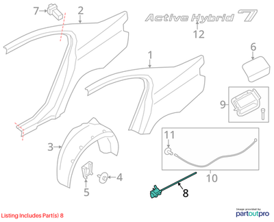 2013 BMW 520i F10 Fuel Door Filler Flap Lock Actuator Used OEM 67117200674