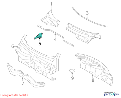 2007–2015 Mini Cooper Right Rear Cowl / Window Gasket OEM 51132756405