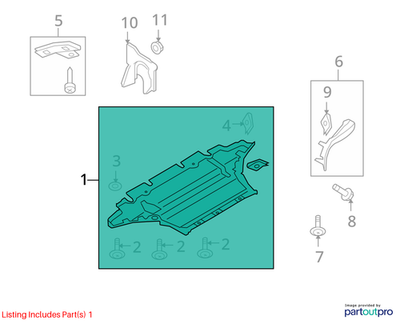 Audi 2008-2012 Audi A5 Radiator Support Splash Shield 8F0863821