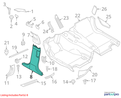 2011-2016  BMW 520i B‑Column Bottom Left Cover Used OEM 51437358953