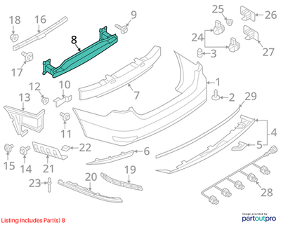 2013 Volkswagen Jetta Rear Bumper Impact Bar Used OEM 5C6807305B